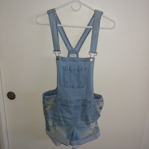 Denim short overalls